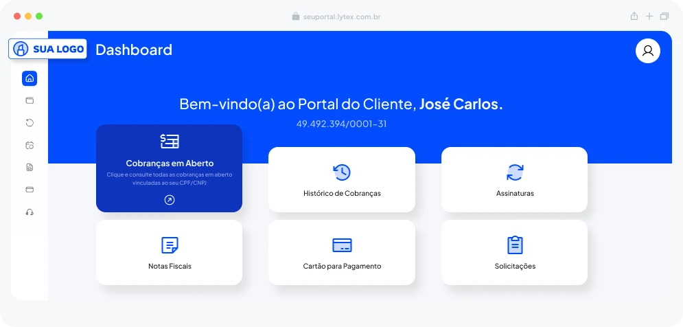 Dashboard do Portal do Cliente LyTex